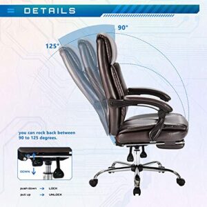 Office Chair, Ergonomic High Back Computer Chair with Reversible Footrest Height Adjustable Desk Chair, Brown