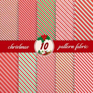 10 pieces christmas fabric bundles sewing quilting fabric xmas red and green candy cane printing fabric squares craft fabric for patchwork sewing diy craft christmas party supplies (20 x 15.75 inches)