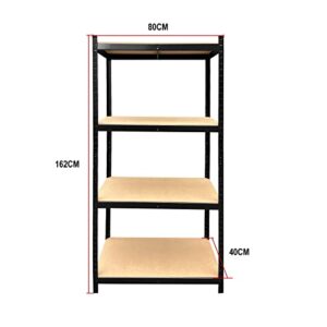 Xinng 31.5’’x15.7’’x63.7’’ (WxDxH) Metal Shelving Units for Storage Garages and Sheds 4 Tier Boltless Adjustable Shelve Racking Heavy Duty 700KG Capacity Anti Rust Easy Assemble Black