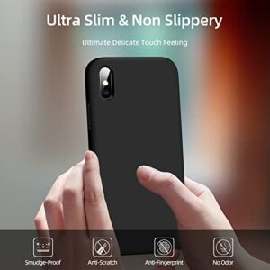 Dssairo [3 in 1 Designed for iPhone Xs Max Case, with 2 Pack Screen Protector, Slim Liquid Silicone Phone Case for iPhone 10 Xs Max 6.5 Inch, [Anti-Scratch] [Drop Protection] (Black)