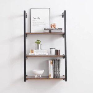 ZEROVIDA Wall Bookshelf,3 Tier Includes Wood Panel,Floating Shelves,Wall Shelves,Bathroom Shelves,Wall Shelf,Shelves for Bedroom,Industrial Pipe Shelving