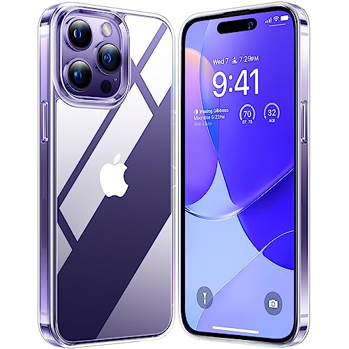 TORRAS Diamond Clear for iPhone 14 Pro Max Case [Anti-Yellowing][Exceed 3X Mil-Grade Drop Protection] Shockproof Slim Yet Protective Hard Back Soft Bumper with Airbag for iPhone 14 Pro Max Phone Case