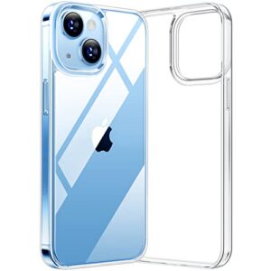 torras diamond clear designed for iphone 14 case [never yellowing] [military grade anti-drop] hard pc back flexible bumper shockproof protective slim phone cover 6.1 inch, clear