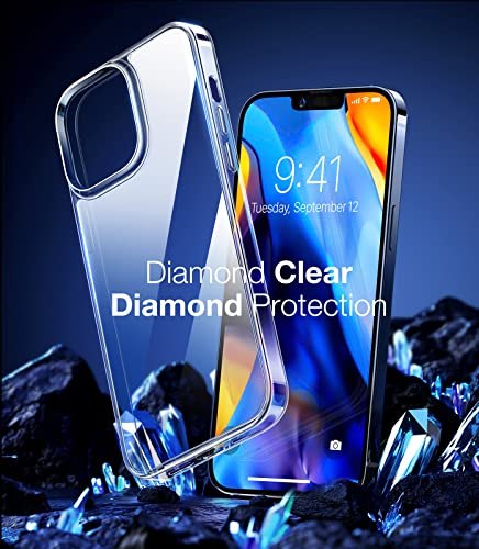 TORRAS Diamond Clear Designed for iPhone 14 Case [Never Yellowing] [Military Grade Anti-Drop] Hard PC Back Flexible Bumper Shockproof Protective Slim Phone Cover 6.1 inch, Clear
