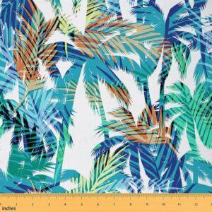 feelyou palm leaf outdoor fabric by the yard, tropical summer palm tree upholstery fabric for chairs, ocean beach theme travel decorative fabric for home diy projects, 3 yards, mint green