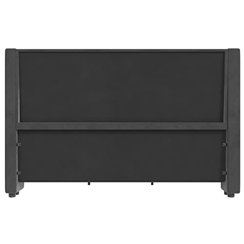 Jocisland King Bed Frame Upholstered Bed Wingback Headboard Velvet Tufted Diamond Button/No Box Spring Needed/Easy Assembly/Dark Gray