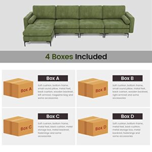 Giantex Sectional Sofa Couch with 2 USB Ports, 3-Hole Socket, Hidden Storage Box, L-Shaped Modular Sofa w/Reversible Chaise Lounge, 2 Side Bolsters for Living Room Bedroom Office