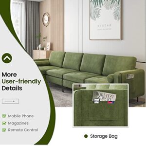 Giantex Sectional Sofa Couch with 2 USB Ports, 3-Hole Socket, Hidden Storage Box, L-Shaped Modular Sofa w/Reversible Chaise Lounge, 2 Side Bolsters for Living Room Bedroom Office