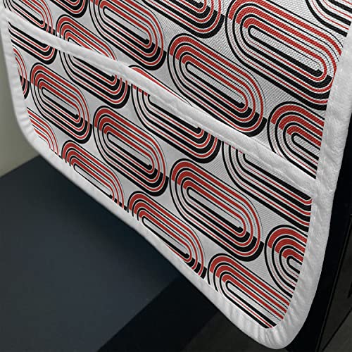 Ambesonne Modern Art Microwave Oven Cover, Ellipse Curves Surrounded Focal Points Mathematical Modern Motif, Water Resistant Organizer with Pockets for Kitchen, 36" x 12", Vermilion White