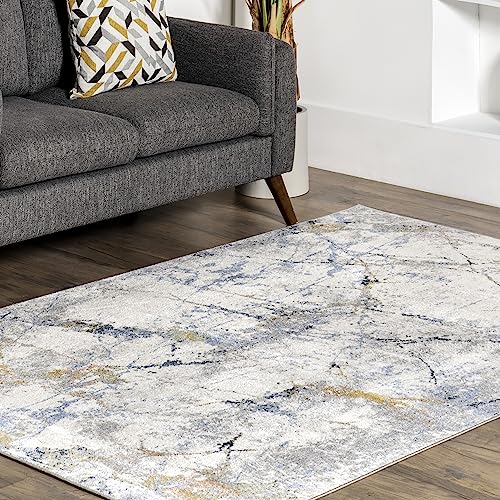 nuLOOM Luca Abstract Splatter Machine Washable Area Rug, 5' 3" x 7' 6", Beige