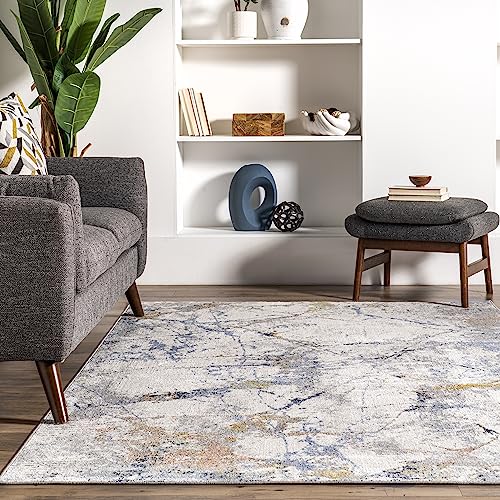 nuLOOM Luca Abstract Splatter Machine Washable Area Rug, 5' 3" x 7' 6", Beige