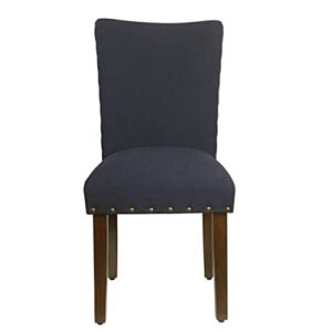 HomePop Classic Parsons Chair with Nailhead Trim - Deep Navy (Set of 2)