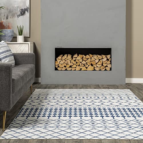 nuLOOM Moroccan Blythe Machine Washable Area Rug, 4' x 6', Blue