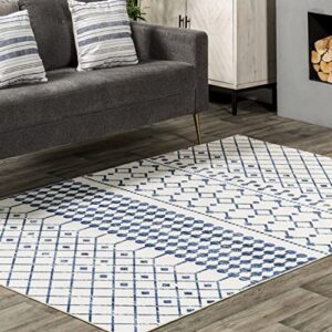 nuLOOM Moroccan Blythe Machine Washable Area Rug, 4' x 6', Blue