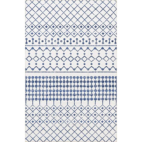 nuLOOM Moroccan Blythe Machine Washable Area Rug, 4' x 6', Blue