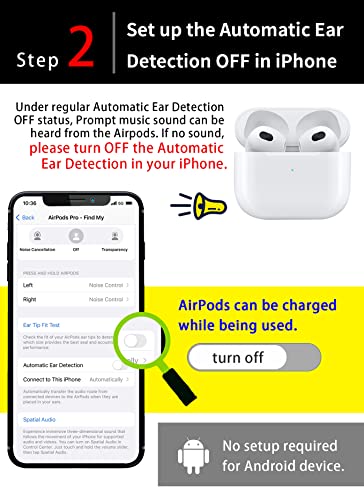 Censi Wearable Power Supply for AirPods, Air Pods with Intelligent Charging, Drop-Proof, Longer Battery Life, and Easier Call answering.AirPods Anti-Lost,,Charge All Versions of White (HI16-A)