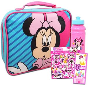 minnie mouse lunch box for girls set - minnie mouse lunch box, water bottle, stickers, more | minnie mouse lunch bag