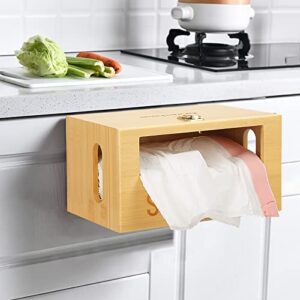 Libreshine Extra Large Trash Bag Holder Dispenser, Garbage Bag Dispenser Roll Holder Under Sink, Bamboo Wall Mounted Kitchen Trash Bag Dispenser Organizer