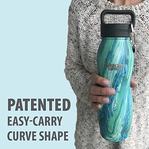 Healthy Human Stainless Steel Curve Water Bottle | 100% BPA Free Thermos for Kids & Adults | Double Walled Vacuum Insulated Water Bottles | Metal Bottles with Leak Proof Lid (21 oz/621 ML, Limoncello)