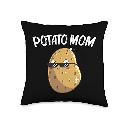 Cool Potato Gifts Potato Lover Accessories & Stuff Funny Art for Mom Mama Kawaii Love Potatoes Throw Pillow, 16x16, Multicolor