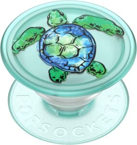 popsockets plant-based phone grip with expanding kickstand, eco-friendly popsockets for phone - translucent tortuga