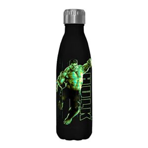 marvel hulk glow 17 oz stainless steel water bottle, 17 ounce, multicolored