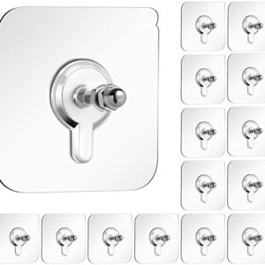 YGAOHF Wall Hangers Without Nails, 15 Pack Sticky Wall Hooks for Hanging, Adhesive Nails for Wall, Waterproof, Oilproof, Rustproof for Kitchen, Bathroom, Home, Office(16mm)