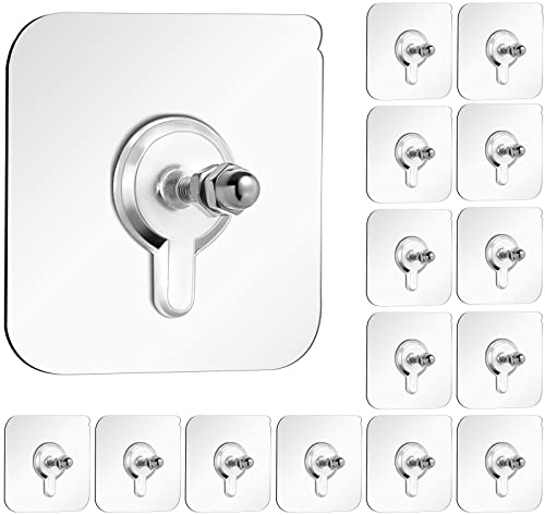 YGAOHF Wall Hangers Without Nails, 15 Pack Sticky Wall Hooks for Hanging, Adhesive Nails for Wall, Waterproof, Oilproof, Rustproof for Kitchen, Bathroom, Home, Office(16mm)