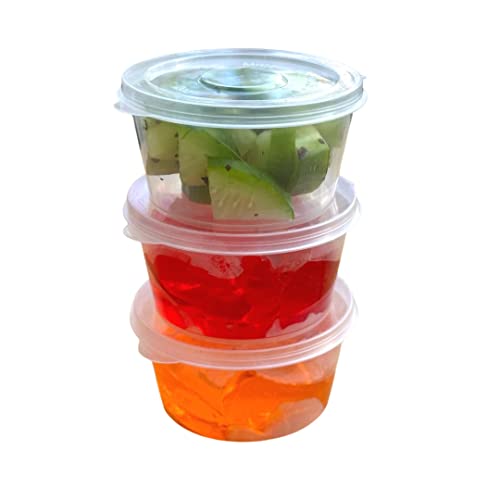 NRlinX [50 Sets - 2 oz. Plastic Condiments Containers with Hinged Lids | Multipurpose Small Plastic Containers for Sauce, Dip and Dressing - Jello Shot Cups