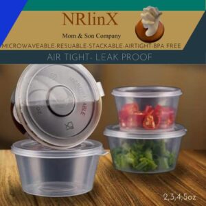 NRlinX [50 Sets - 2 oz. Plastic Condiments Containers with Hinged Lids | Multipurpose Small Plastic Containers for Sauce, Dip and Dressing - Jello Shot Cups