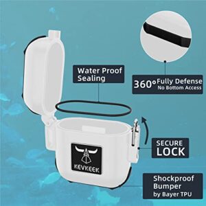 Drop Protected AirPods Case,Waterproof Up to 3 Feet,PC+TPU Material Compatible Wireless Charging for Apple Airpods Series 1 & 2, Carabiner Included-Opacity White & Black