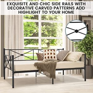 Giantex Twin Size Daybed Frame, Metal Sofa Bed w/Heavy Duty Steel Slats Support, Mattress Foundation, Dual-Use Platform Bed for Living Room Bedroom Guest Room, Easy Assembly, Black