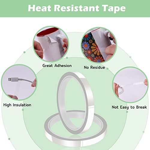 HTVRONT Heat Tape - 10mm X 33m Heat Resistant Tape 2 Rolls Heat Transfer Tape, No Residue Heat Sublimation Tape, Heat Tape for Sublimation, Heat Press, HTV Clear Heat Tape