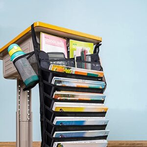 KALASONEER Desk Side Hanging Storage Bag with Water Bottle,Books Orgnaizers,Files Storage and Pen Holder,Durable Oxford Material.
