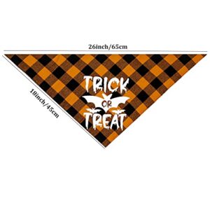 Glow in The Dark Halloween Dog Bandana Scarf, 2 Pack Holiday Fall Dog Bandanas Plaid Triangle Reversible Scarves Bibs for Small Medium Large Dogs Pets