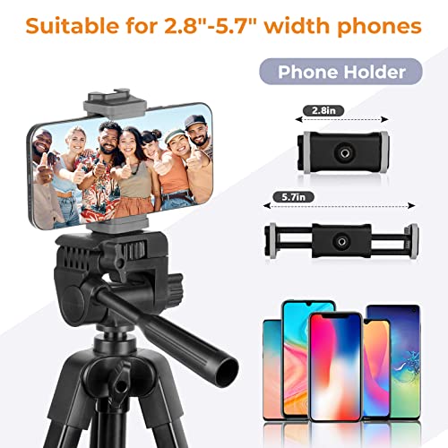 Torjim 64”Phone Tripod, Extendable Cell Phone Tripod with Remote and Phone Holder, Universal Camera Tripod Stand for Video Recording/Selfies/Live Streaming, Travel Tripod Compatible with iOS & Android