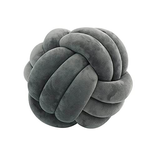 GXYR Knot Ball Pillow Round Cushion Pillows Velvet Round Pillows Cushion Dark Grey knot pillow Home Decoration Plush Pillow round throw pillows for couch,7.87"