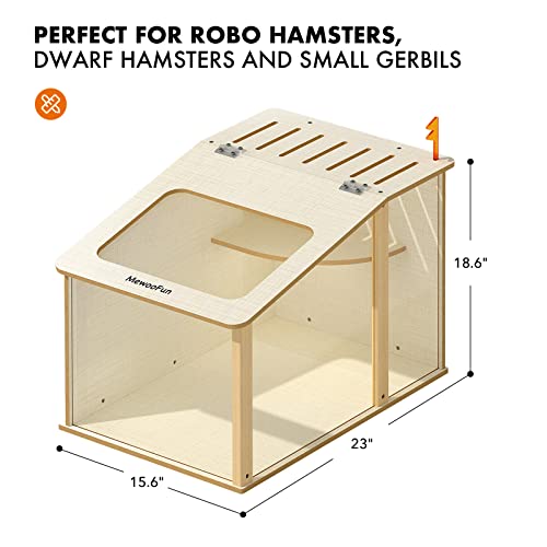 MEWOOFUN Wooden Hamster Cage for Dwarf Hamster Large Hamster Cage Without Accessories for Robo Hamster (Dimensions: 23" L x 15.6" W x 18.6" H)