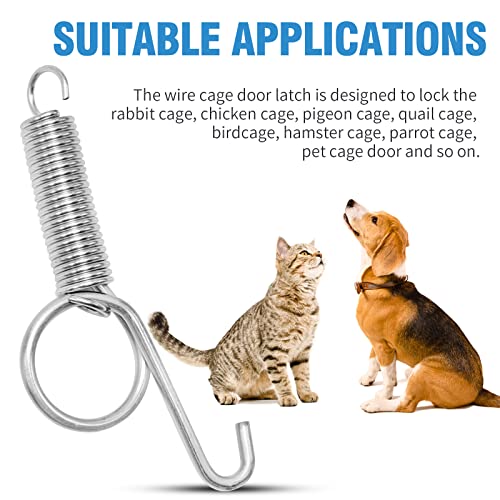 Anxingo 20 Pcs Spring Cage Latch Door Spring Hook Metal Finger for Fixing Rabbit, Dog, Cat,Birds,Rodents, Guinea Pig,Hamster, Parrot Hedgehog Cage Door