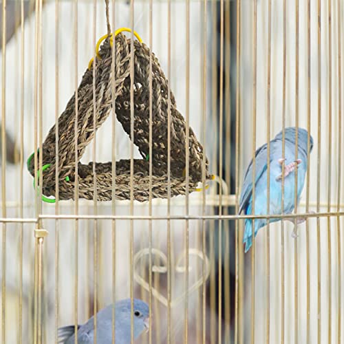 Tfwadmx Bird Seagrass Hammock Tent Parrot Hanging Nest House Cockatoo Foraging Climbing Mat Hut Hideout Shed Sheltering for Parakeets,Lovebirds,Other Small and Medium Birds