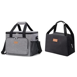 lifewit 24l collapsible cooler bag grey and 7l insulated lunch bag black