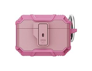 partyaco case for airpods pro case cover with lock lid, protective cover compatible with airpod pro case for men women, shockproof rugged shell for air pods pro charging case (pink)