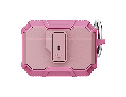 PARTYACO Case for Airpods Pro Case Cover with Lock Lid, Protective Cover Compatible with Airpod Pro Case for Men Women, Shockproof Rugged Shell for Air Pods Pro Charging Case (Pink)