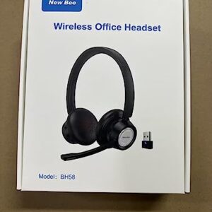 New bee Wireless Headset with Microphone Noise Cancelling Bluetooth Headset with 20hrs Talk time & Mute Button for Work/PC/Office/Zoom/Skype (Include USB Dongle)