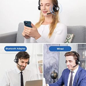 New bee Wireless Headset with Microphone Noise Cancelling Bluetooth Headset with 20hrs Talk time & Mute Button for Work/PC/Office/Zoom/Skype (Include USB Dongle)