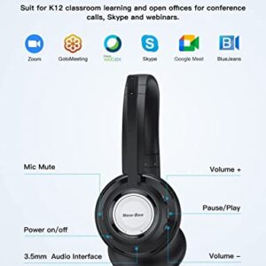 New bee Wireless Headset with Microphone Noise Cancelling Bluetooth Headset with 20hrs Talk time & Mute Button for Work/PC/Office/Zoom/Skype (Include USB Dongle)