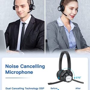 New bee Wireless Headset with Microphone Noise Cancelling Bluetooth Headset with 20hrs Talk time & Mute Button for Work/PC/Office/Zoom/Skype (Include USB Dongle)