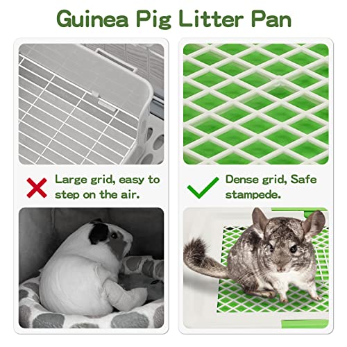 Fhiny Rabbit Litter Pan with 6 PCS Disposable Pee Pads, Guinea Pig Litter Box Plastic Small Animal Corner Potty Trainer for Bunny Guinea Pig Ferret Chinchilla Puppy