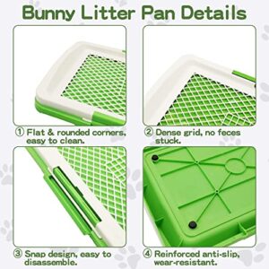 Fhiny Rabbit Litter Pan with 6 PCS Disposable Pee Pads, Guinea Pig Litter Box Plastic Small Animal Corner Potty Trainer for Bunny Guinea Pig Ferret Chinchilla Puppy