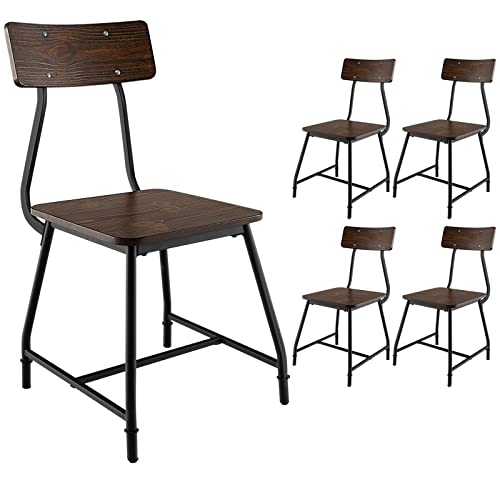 GOFLAME Dining Chair Set of 4, Kitchen Side Chairs with Sturdy Metal Legs, Adjustable Non-Slip Footpads, Ergonomic Backrest, Vintage Kitchen armless Chair for Restaurant, Dining Room